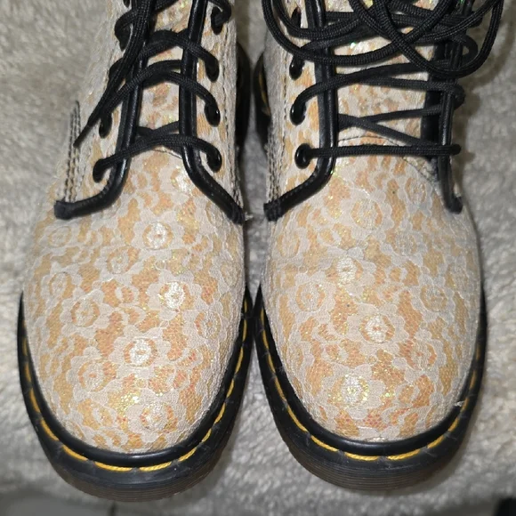 Dr. Martens Lace And Gold GlitterBoots Made In England